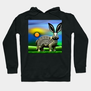 Surreal Celtic Iron Rabbit in the Countryside at Sunset Hoodie